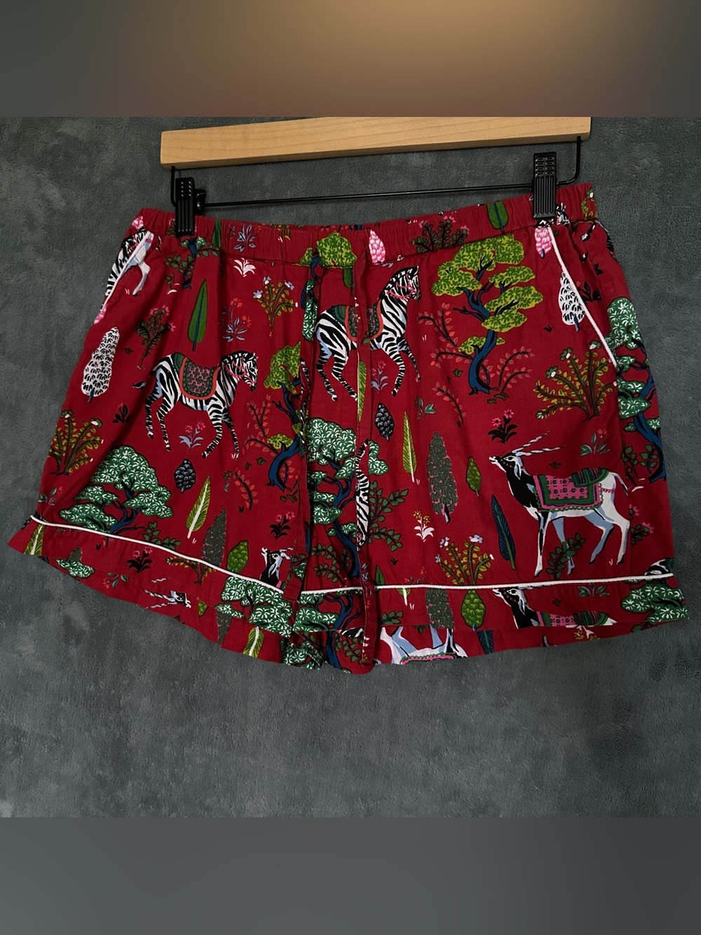 Printfresh Ruby Red Antelope's Forest Pajama Shorts Medium Organic Cotton